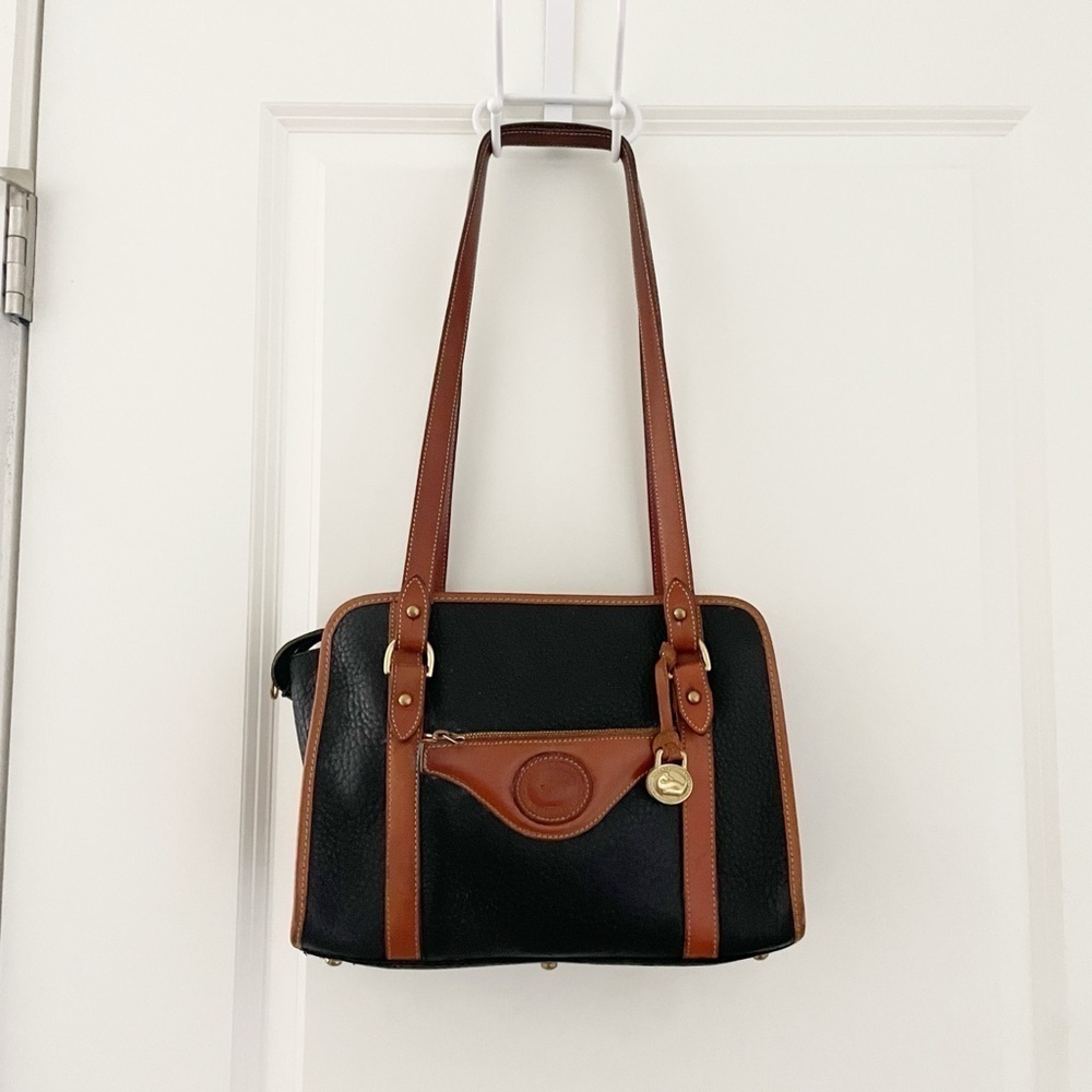 Dooney & Bourke Pebbled Leather All Weather Bag Dark Navy British Tan